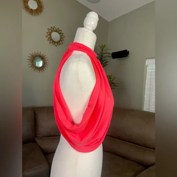 🔥SEXY🔥NWOT Neon Hot Pink Superdown Open Back Crop Top Sz M Medium - Picture 9 of 11